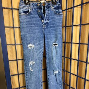 Forever 21 High Rise Distressed Skinny Jeans Button Fly Size 25